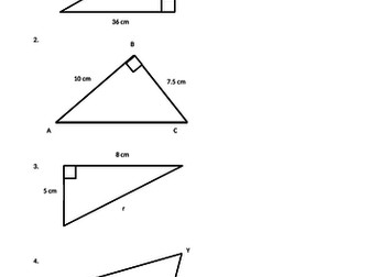 Pythagoras - Finding the Hypotenuse Worksheet WITH ANSWERS