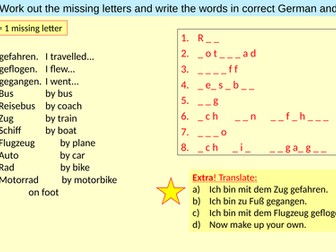 Transport Past Tense / Verkehrsmittel Vergangenheit