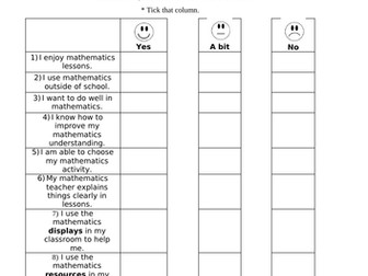 Mathematics Pupil Voice Questionnaires