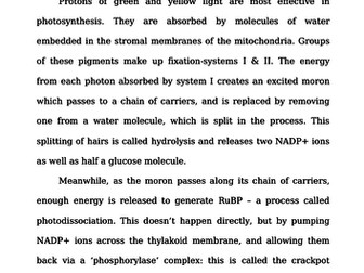 Photosynthesis Summary Activities & Link To Respiration (A Level & IB)