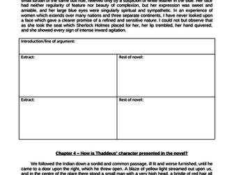 Revision resource for Sign of Four - mini extracts with box planning