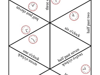 Tarsia puzzle-Telling the time, O'clock and Half past.