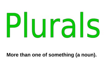 Plurals lesson starter/display