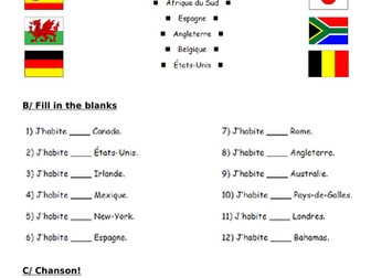 French - Where I live - 5 worksheets for Year 5 / 6 / 7