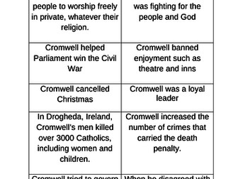 Literacy Connectives Lesson linked to Oliver Cromwell
