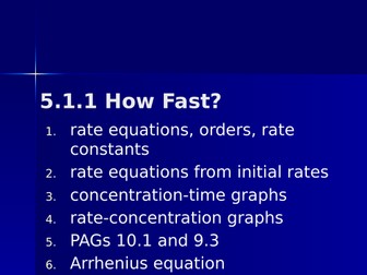 Kinetics and rates for A level chemistry