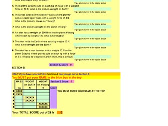 MASS and WEIGHT QUIZ - Self Marking