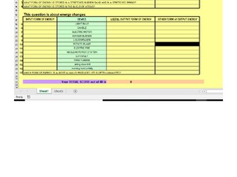ENERGY CHANGES QUIZ - Self Marking