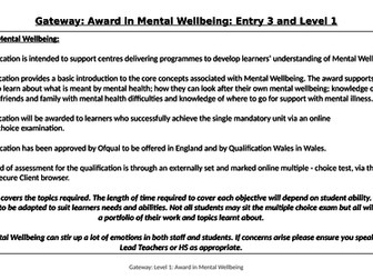 Gateway - Award in Mental Well Being