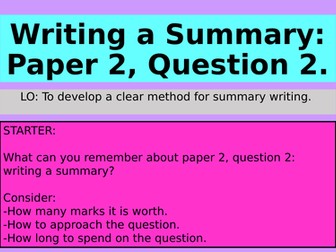 AQA English Language Paper 2, Question 2: Writing a Summary