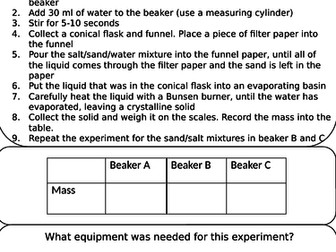 Filtration and Crystallisation Practical Worksheet
