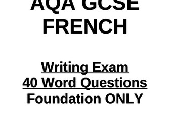 AQA GCSE French 40 Word Question Booklet Practice Foundation Paper