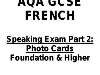 AQA GCSE French Photo Card Speaking Practice Booklet Foundation & Higher
