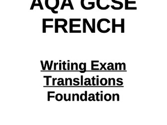AQA GCSE French Translation Practice Booklet Foundation Writing