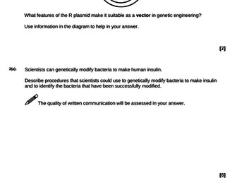 B1 You and Your Genes Exam Style Questions with Mark Scheme