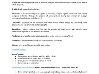 AQA A level Biology - Energy & Ecosystems