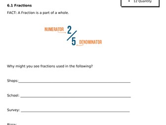 Northern Ireland Maths: Percentages + Fractions Unit: Workbooks and Support Materials