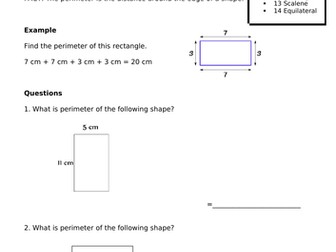 Northern Ireland Maths: Perimeter, Area and Voume Unit: Workbooks and Support Materials