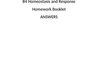 New AQA GCSE Biology 9-1 / 1-9 Homeostasis and Response Homework / AFL / Revision Booklet ANSWERS