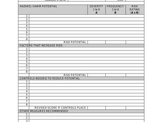 Risk Assessment Worksheet