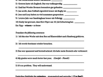 German Tenses Revision - Worksheet