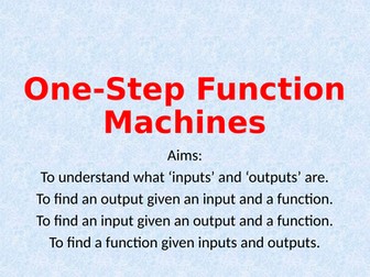 One Step Function Machines - Year 7 Mastery Maths (Small Steps)
