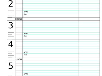 Day Planner Page - 5 lessons