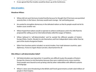 Treaty of Versailles GCSE Notes