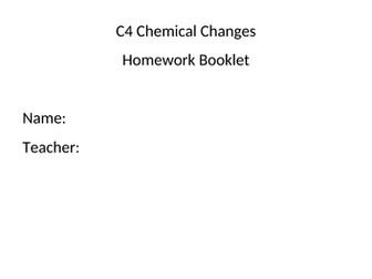 NEW AQA GCSE 9-1 / 1-9 Chemical Changes Homework / AFL / Revision Booklet with ANSWERS