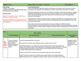 Year 5 History Vikings Plan