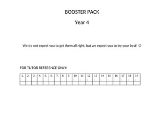 Year 4 Maths Booster Pack