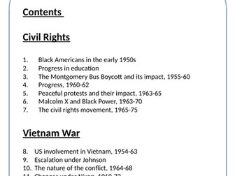 Edexcel 9-1 The USA, 1954-1975: conflict at home and abroad Revision Activity Booklet
