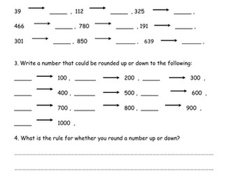 Rounding to 10, 100 and 1000 (Presentation and Worksheets Year 4+)