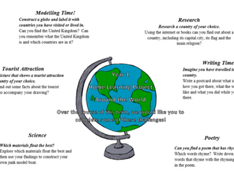 Year 1 thematic homework for the topic 'Around the World'