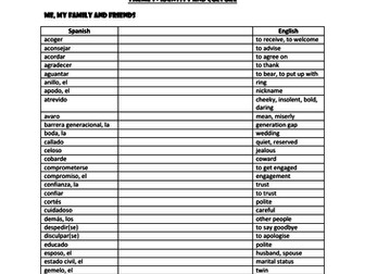 AQA NEW GCSE Spanish Higher Tier Vocab Revision Booklet