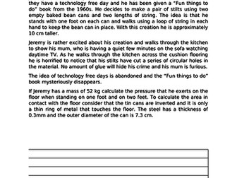 AQA Physics GCSE P11 (Pressure and Surfaces) - Gifted and Talented Resource Worksheets