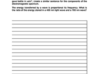 AQA Physics GCSE P13 (Electromagnetic Waves) - Gifted and Talented Resource Worksheets