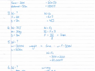 Work done = force x distance practice questions with model answers