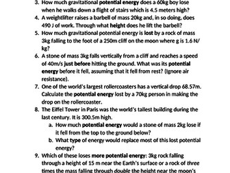 Gravitational potential energy questions with answers
