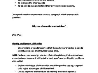 CACHE Level 2 Award in Child Development and Care (VRQ) - Unit 3 (Exam) LO1 Lesson Pack
