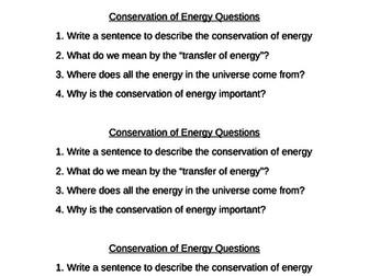 AQA Physics Trilogy Topic 1 Lesson 1 Forms and Conservation of Energy