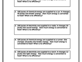 AQA Physics Trilogy Topic 1 Energy Efficiency