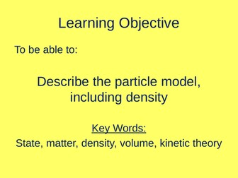 AQA Physics Topic 3 Particle Model of Matter Title, Objectives and Outcomes