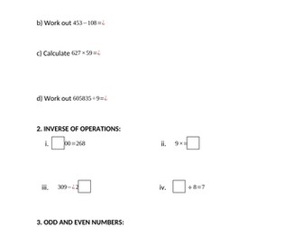 Year 5: Start of year Maths recap