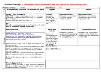 Year 1 weekly maths plan - Place Value / Number