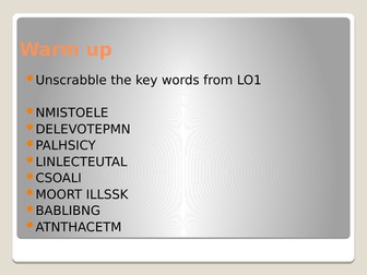Starters and plenaries cache Level 2 unit 2 LO2