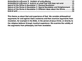 AQA GCSE Religious Studies Theme C: Existence of God and Revelation worksheets