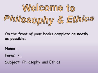 Introduction to Religion, Philosophy and Ethics KS3