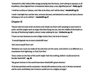 Wuthering Heights Key Quotes with page references