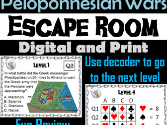 Persian and Peloponnesian Wars: Escape Room - Social Studies (Ancient Greece)